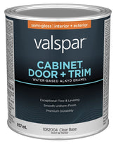 Valspar 029.1082004.005 Cabinet Door and Trim Oil Enriched Enamel, Water, Semi-Gloss, Clear, 1 qt